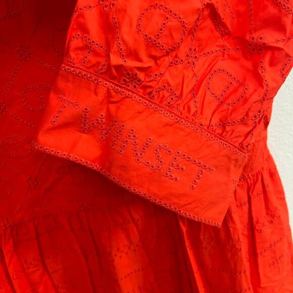 NWOT TWINSET Women's Red Eyelet Embroidered Mini Dress Size 44 - Picture 6 of 9